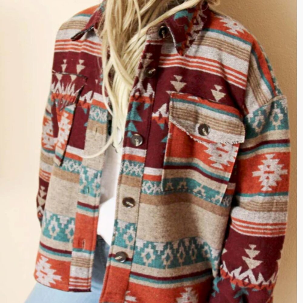 Bozeman Native Cactus Bloom Boho Knit Vintage Jacket SIze: Small